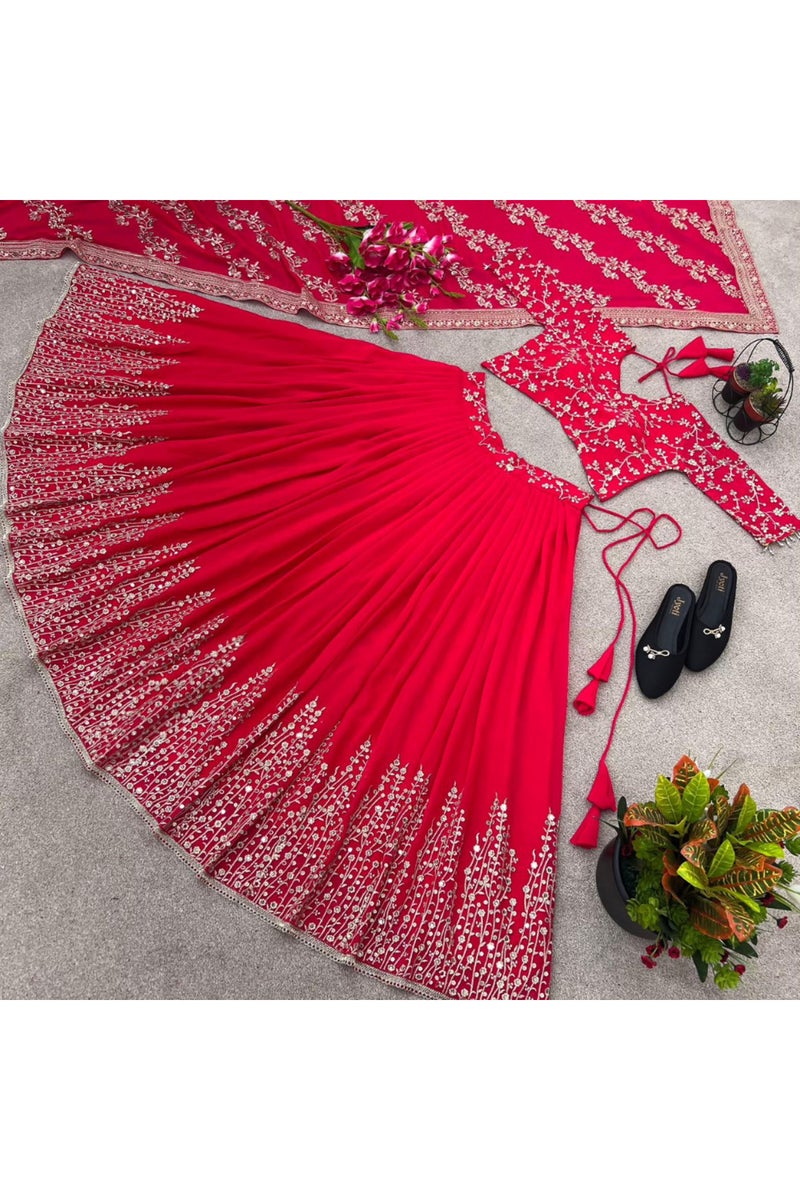 Faux Georgette Lehenga Choli & Dupatta - HRT3822 - Image 4